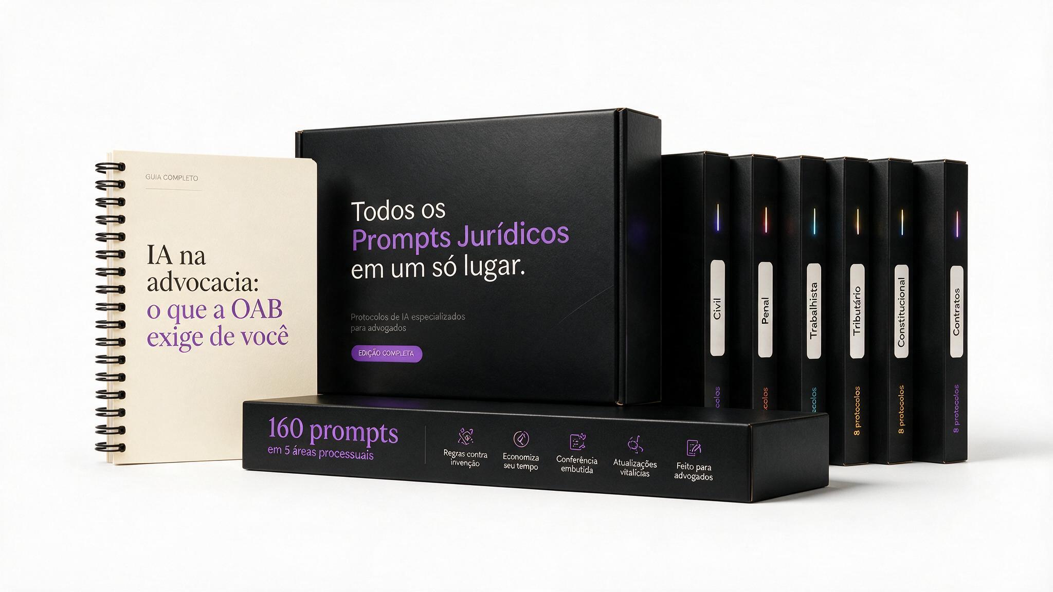 Edição completa: os 160 prompts jurídicos em cinco áreas processuais, com os bônus